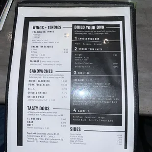 a menu on a table