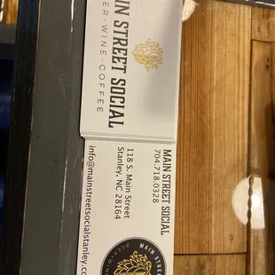 business cards on a table