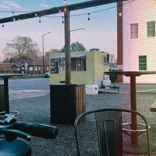 Outside at the food truck
