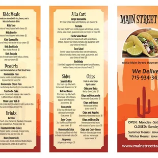 Main Street Tacos Menu