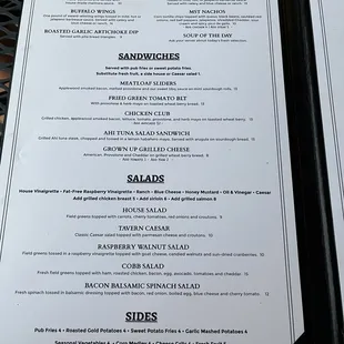 sandwiches, menu