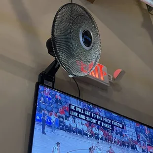 Dirt laden fan above our table