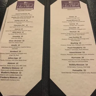 two menus on a table