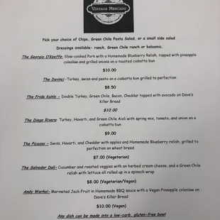 Food menu