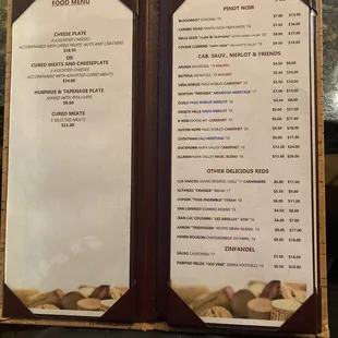 Menu, food &amp; reds