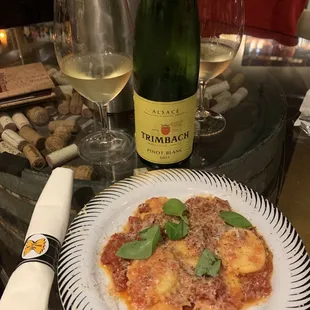 Home made ravioli by Pasta Mark, and Pinot Blanc