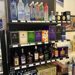 shelves of liquor