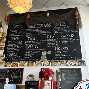 a menu on the wall