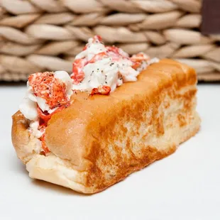 a lobster roll with mayonnaise