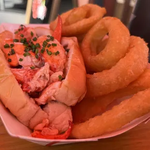 Brown Butter Lobster Roll + Onion Rings