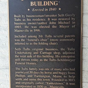 Historic building plaque.