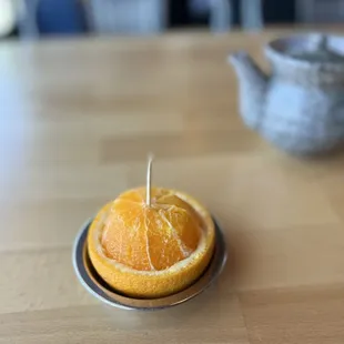 Complimentary orange for dessert