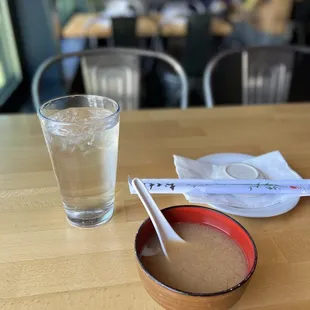 Complimentary miso soup