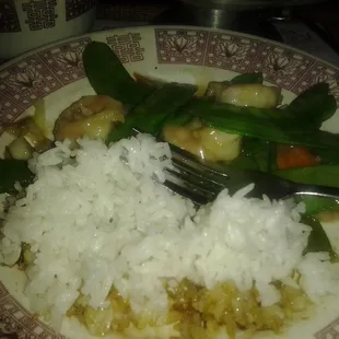 Shrimp with Snow Peas and Rice
