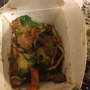 Why are there noodles in my beef and broccoli and where is the extra brown sauce?