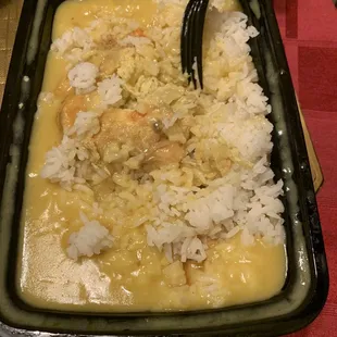 Shrimp Egg Foo Young w/ white rice