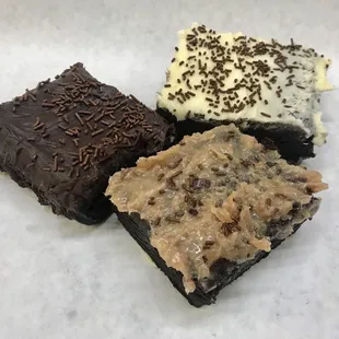 three different types of brownies