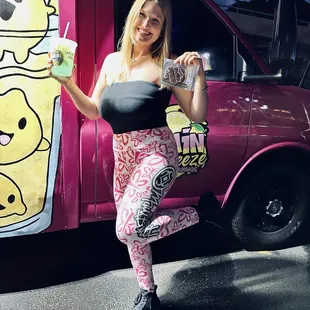 Cotton Candy + Peach with a light up ice cube