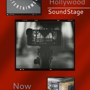 Hollywood studio add campaign. Los Angeles soundstage available to rent.