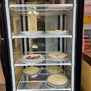 a display of pies