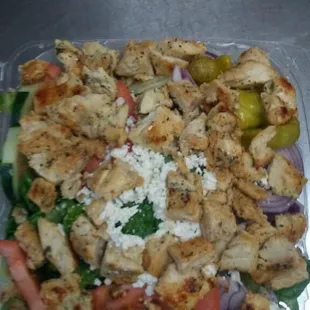 Grilled chicken salad! Marinated in the best homemade sauce