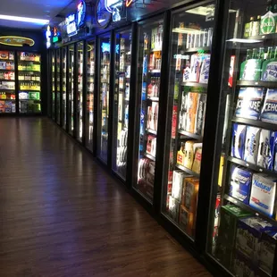 Many domestic and import beers.