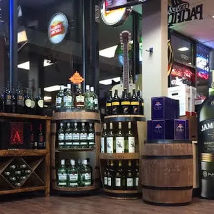 the inside of a liquor store
