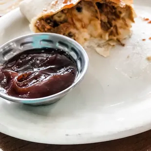 Pulled pork and Mac n cheese wrap! Pulled pork tasted awesome! Their Mac is so creamy and even good as just a side item.