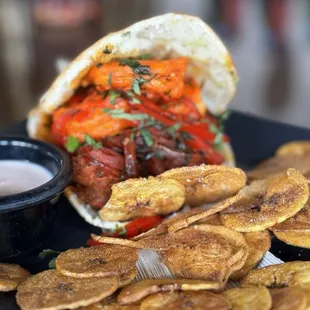 Shrimp and chorizo arepa