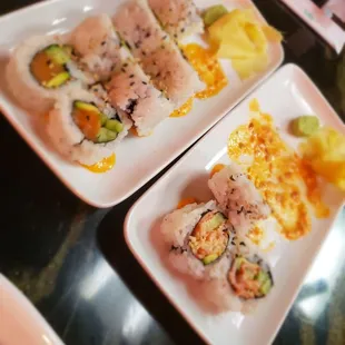 Spicy salmon and Spicy Cali sushi roll