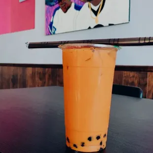 Thai tea with boba