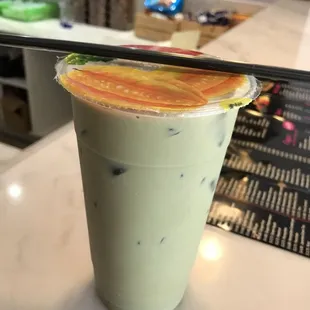 Matcha milk cream tea