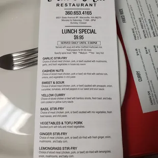Lunch pt 1 menu