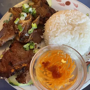 Lemongrass pork chop over rice