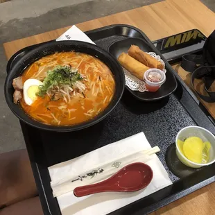 Tan Tan Ramen and Side of Egg rolls