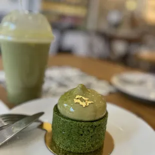 Matcha with raspberry inside
