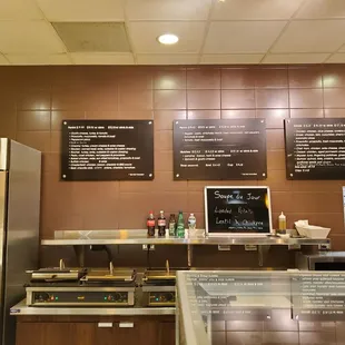 menus on the wall of a restaurant