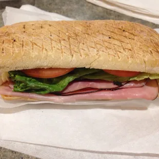 Ham and Brie on Ciabatta (lightly toasted to perfection)