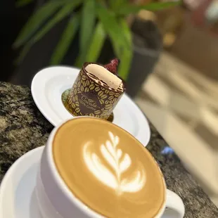 a cappuccino and a dessert