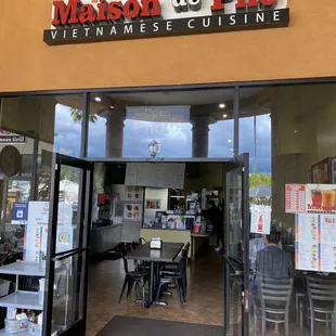 the front of the restaurant