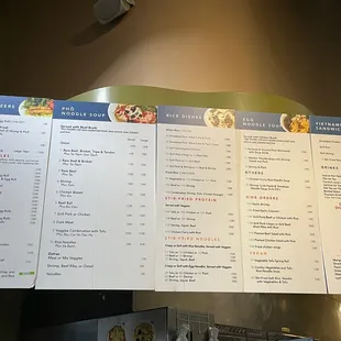 Menu as of July 2023