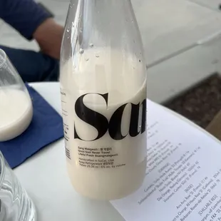 Sang Korean rice wine (it's alive!)