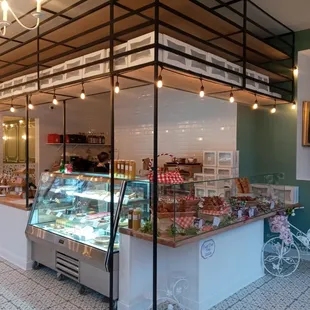 the interior of a bakery