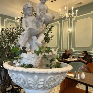 a fountain in a restaurant