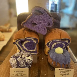 a variety of pastries on display