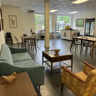 Temporary cafe set-up until construction is complete