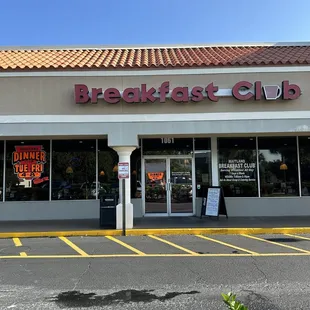 Restaurant storefront from parking lot