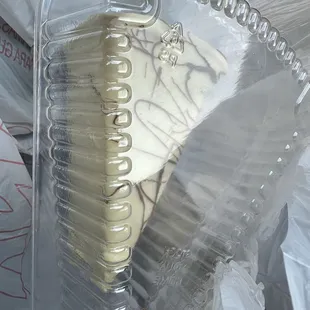 a piece of cake in a plastic container