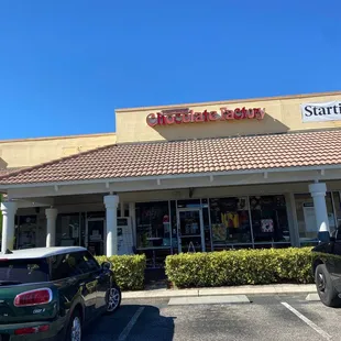 storefront and parking lot