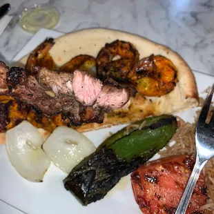 The inside of the lamb chop